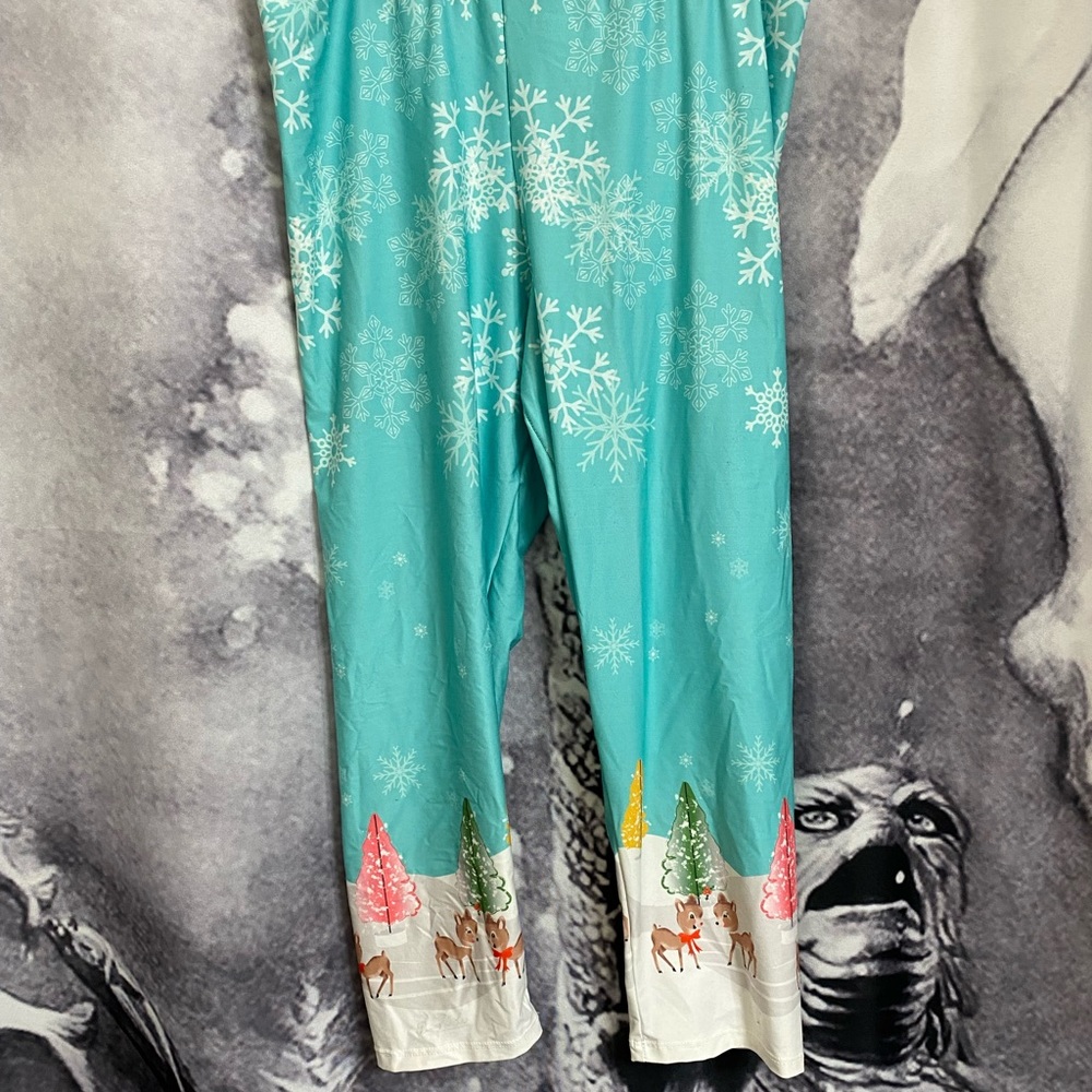 The Oblong Box Shop Novelty Reindeer Capri Leggings Sz XL